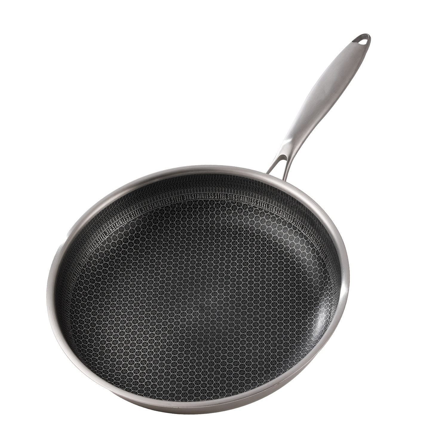 Multi-Functional Modern Stainless Steel Flat-Bottomed Wok Non-Stick Sustainable 1-2L Frying Pan Gas Induction Ready for Home
