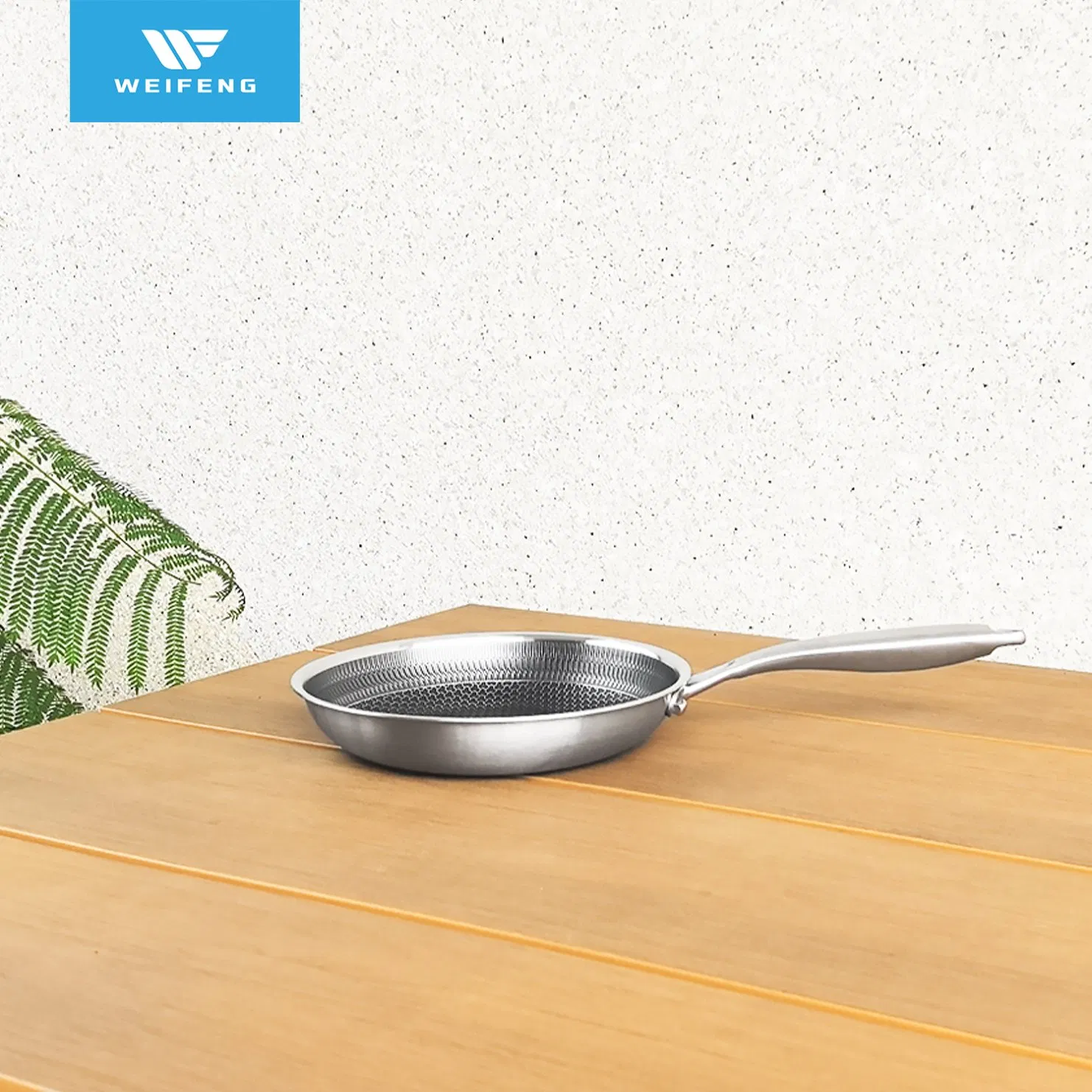 Houseware Thickened Tri-Ply Patterned Non-Stick Frying Pan, Stainless Steel Cookware
