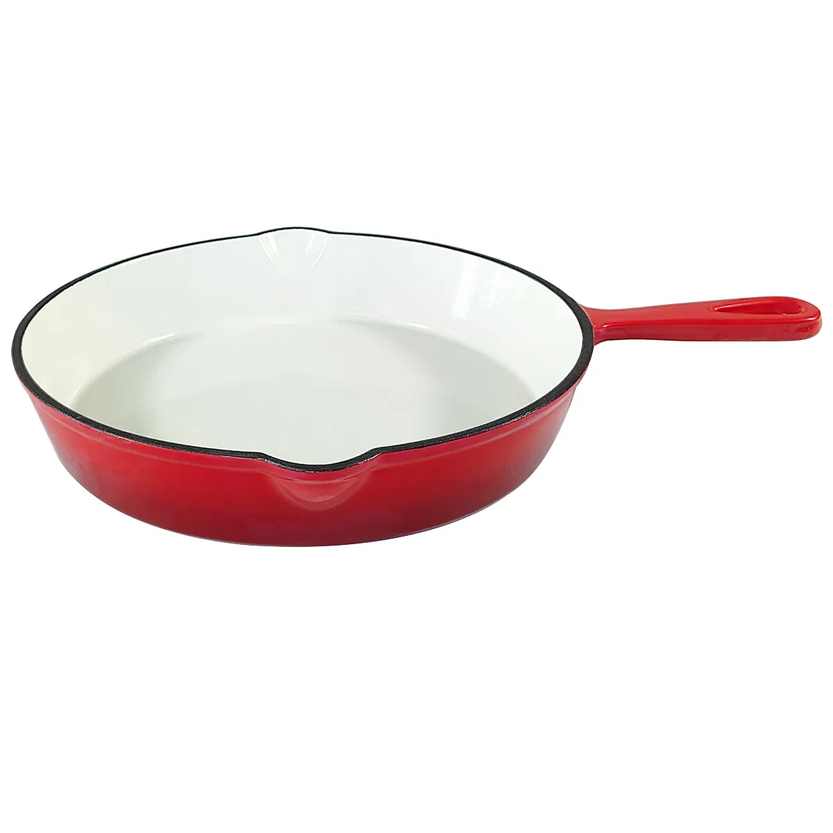 Cast Iron 10 Inch Skillet Frying Pan, Oven, Stovetop, Grill, Campfire &amp; Induction Compatible, Durable, Non-Toxic, Even-Heating Cookware, Red, Round