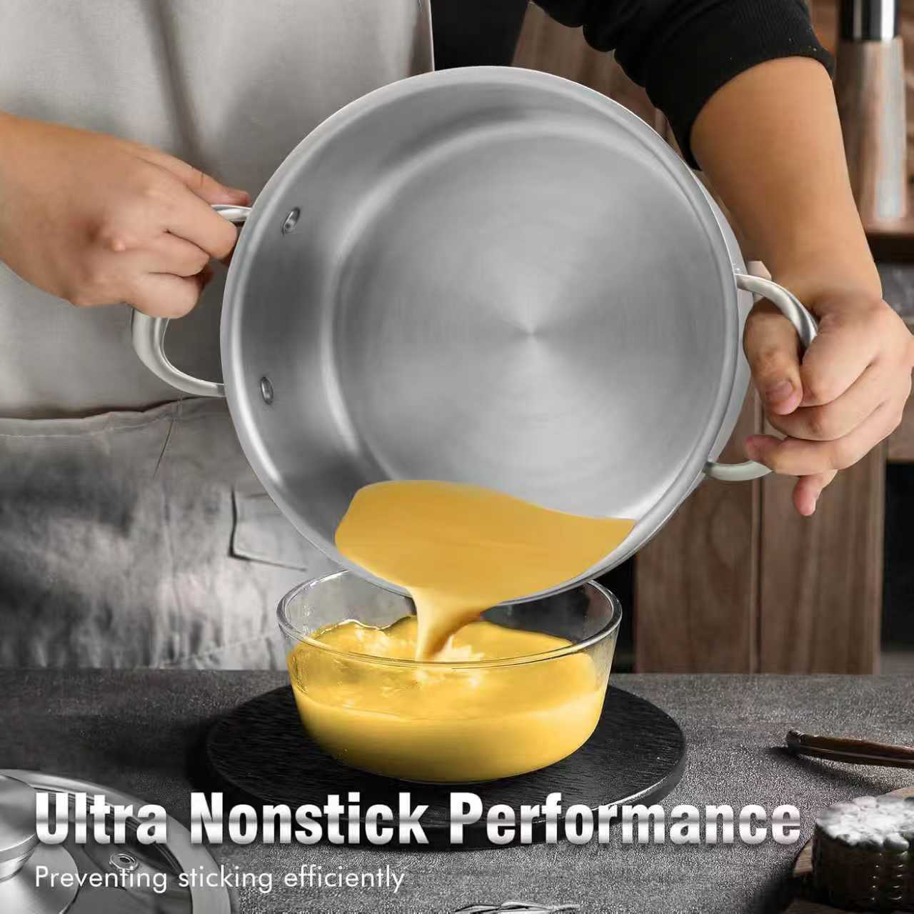 High Quality 304 Stainless Steel Cooking Stew Pots Non Stick Kitchen Induction Cooker Stainless Steel Soup Stock Pasta Pots