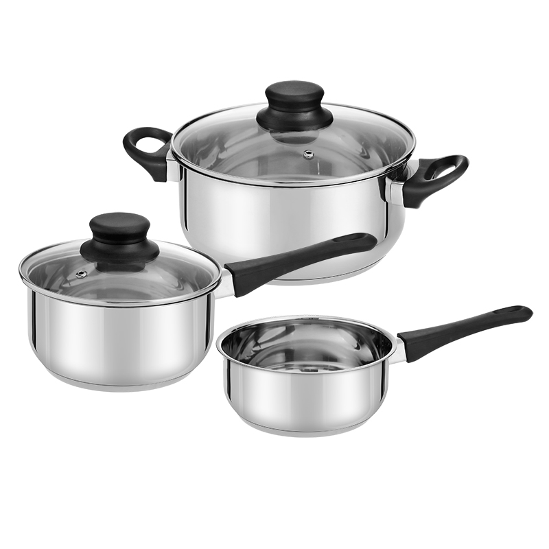 Stainless Steel Pot &amp; Pan Sets,Saucepan, Casserole, Milk Pot with Glass Lid,Sturdy and Comfortable Handle