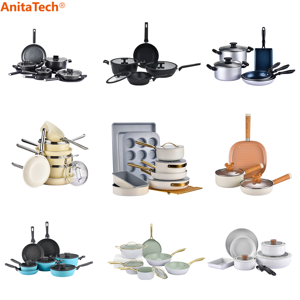 Restaurant Commercial Cooking Pot Set Granite Non Stick Cookware Set Aluminum Cookware