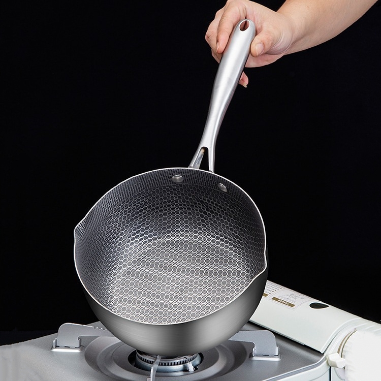 Food-grade Stainless Steel Honeycomb Non-stick Milk Pot Multi-functional Gas Induction Cooker Universal Saucepan with Glass Lid
