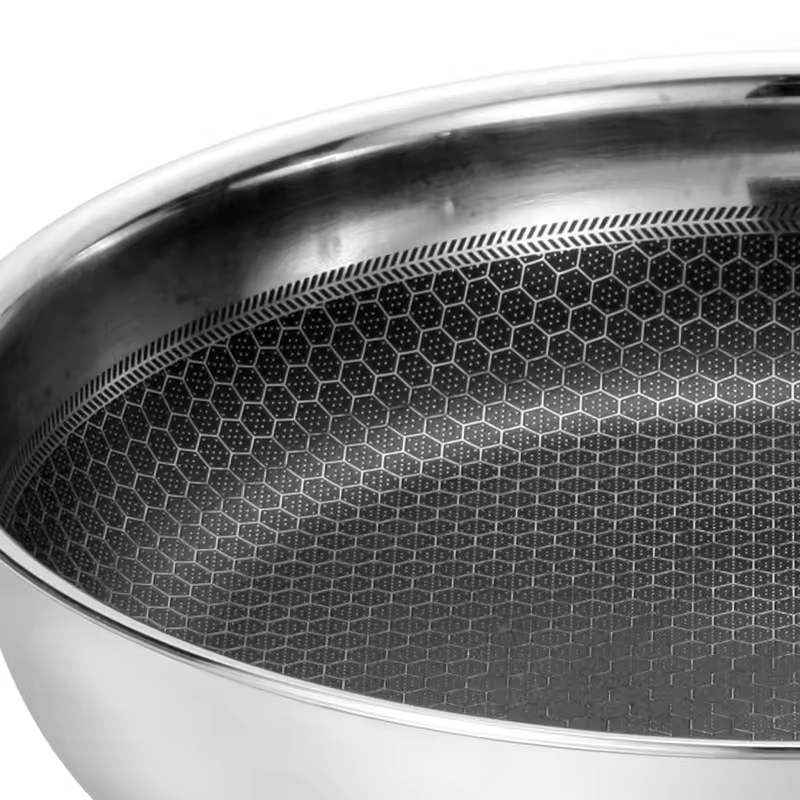 Stainless Steel 304 Honeycomb Italy Frypan Combo Non Stick Hot Sale Kitchen Item Frypan Set