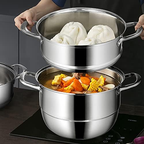 Stainless Steel Steamer Cookware 3-Layer Composite Pot Bottom Steaming Shrimp Boiling Pork Ribs Soup