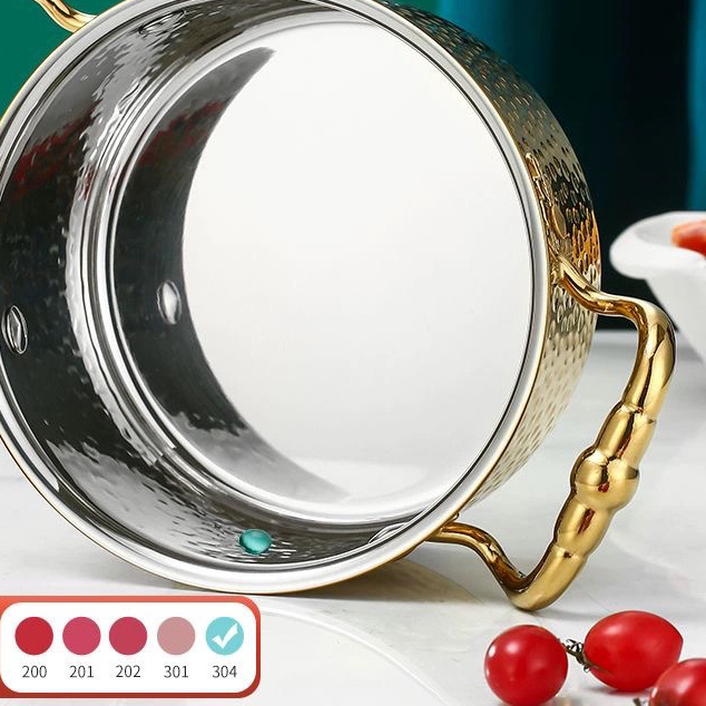 In Stock Cookware Hammer Grain Stock Pot 304 Small Home Restaurant Hot Pot Stainless Steel Pot