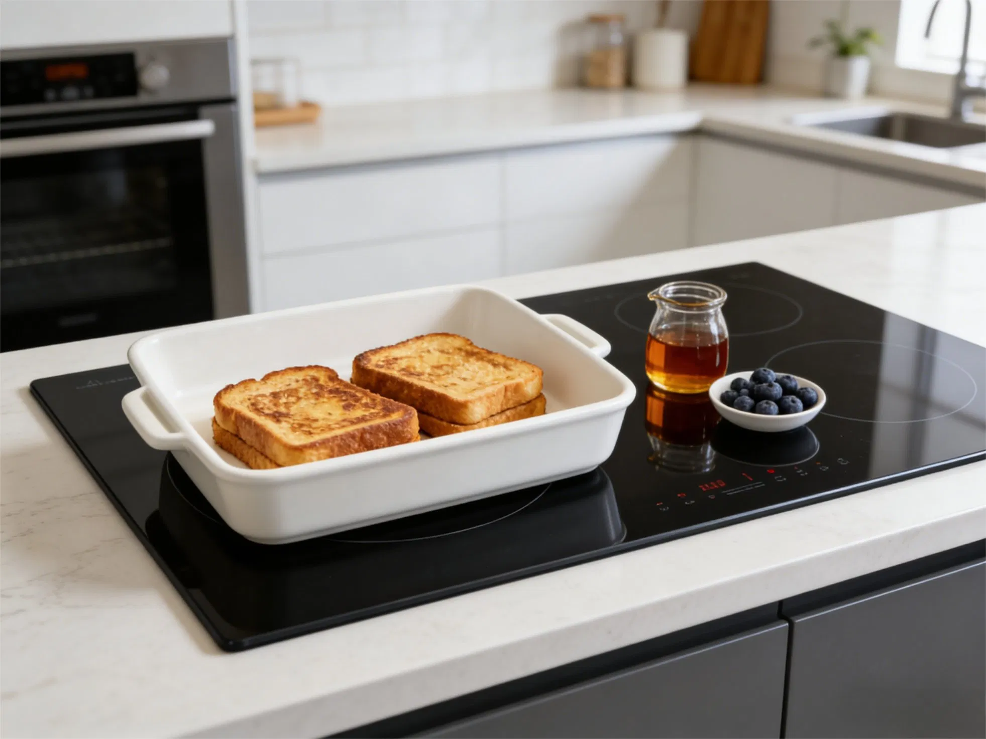 1.7L Enamel Baking Pan with Handles &amp; PE Cap, Roasting Tray for Baking Roasting Grilling Serving Home Kitchen Restaurant Use
