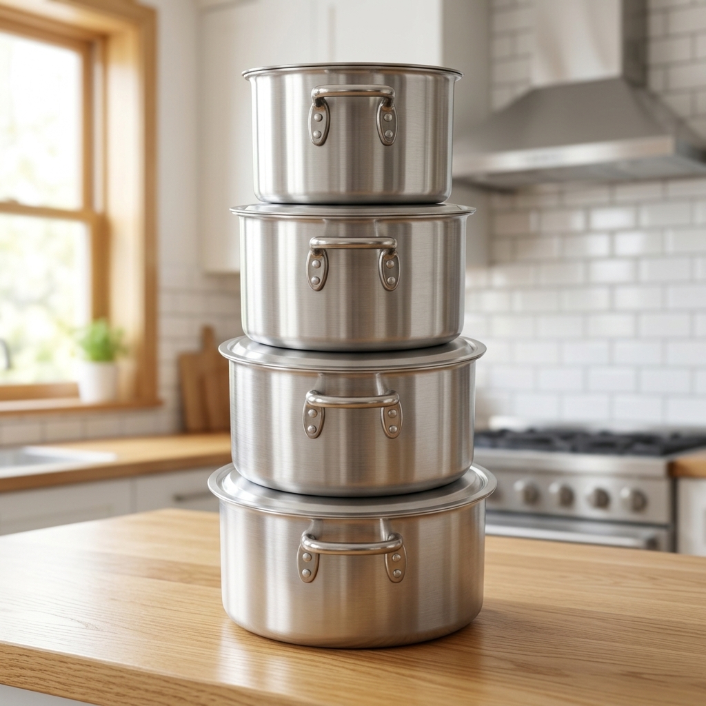 Heavy Duty Aluminum Stock Pot Set Extra Thick Cooking Casserole with Lid 27cm 33cm 39cm 45cm for Commercial Kitchen Restaurant