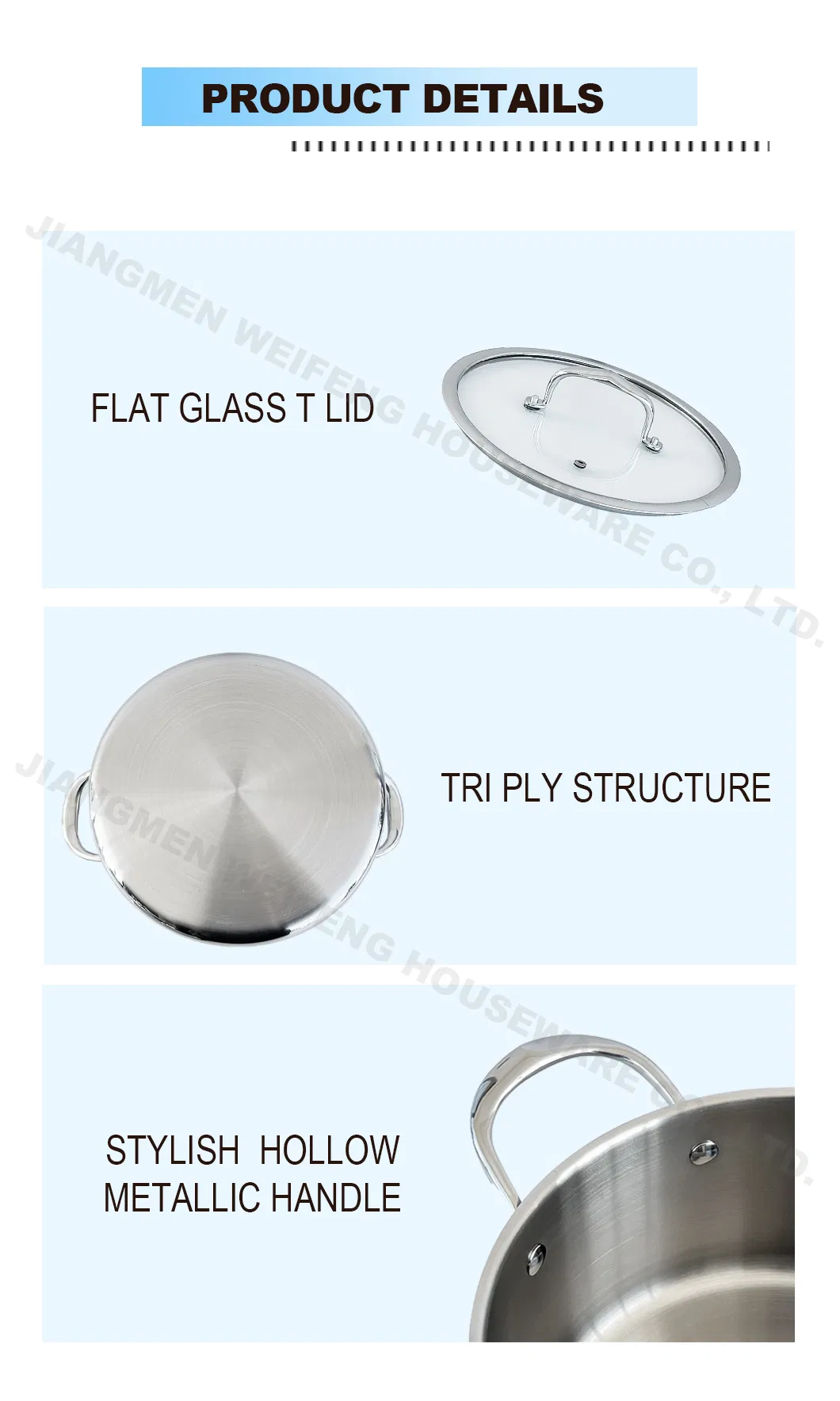 Tri-Ply Stainless Steel Cookware Handle