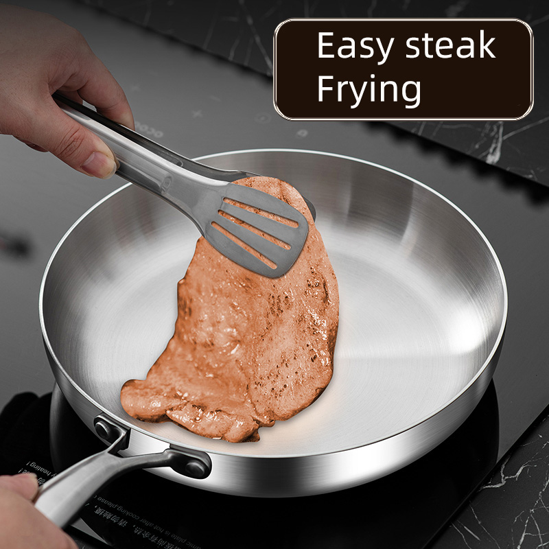 Kitchen Cookware Round Commercial Round Stainless Steel Pan Eggs Large Commercial Deep Frying Pan Set of Pan