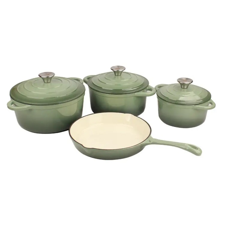 Heavy-Duty Nonstick round Dutch Oven with Lid Cast Iron Pots and Pans Set Enameled Metal Cookware