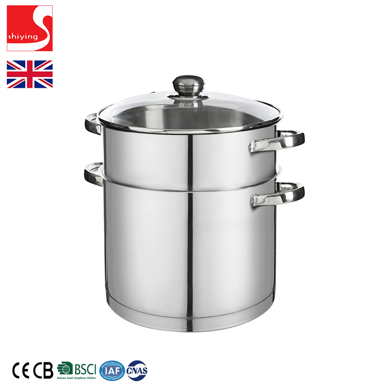 SY-Kitchenware 3 Tier Steamer with Tempered Glass Lid 18 cm Induction Suitable Stainless Steel Casserole Set 20cm