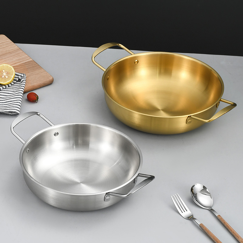 Stainless Steel Cooking Pot Korea Style Metal Wok Saucepan Kitchen Noodles Milk Soup Egg Seafood Pot