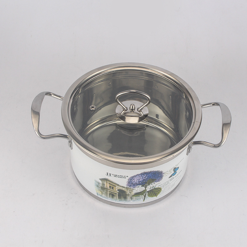 Export-Quality 5-Piece Stainless Steel Soup Pot Set — Compact-Packaged Cookware for Kitchen Cooking Decal Design Induction-Compatible
