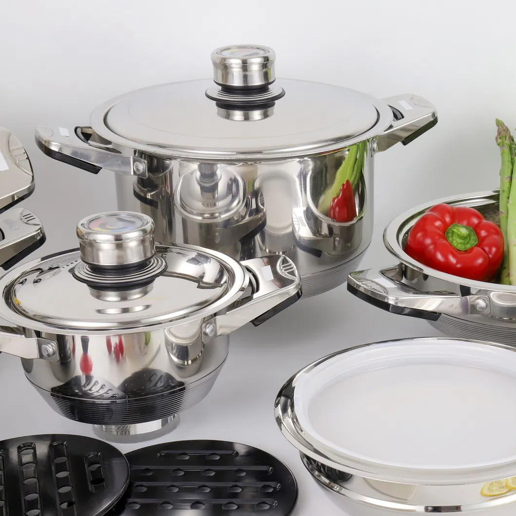 Wide Edge Cookware 16PCS Stainless Steel Cookware with Cooktops Product View 3