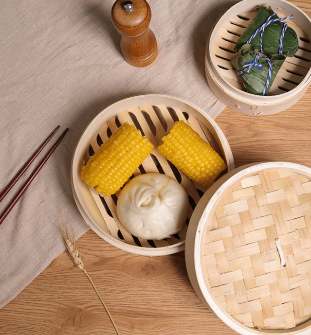 Durable Classic Bamboo Steamer Set Mini Kitchen Steamer Basket Commercial Dumpling Cooking