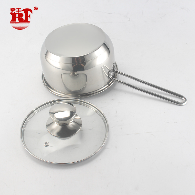 Multifunctional Stainless Steel Induction Saucepan Milk Pot With Glass Lid Sauce Pan With Tempered Glass Lid With Single Handle