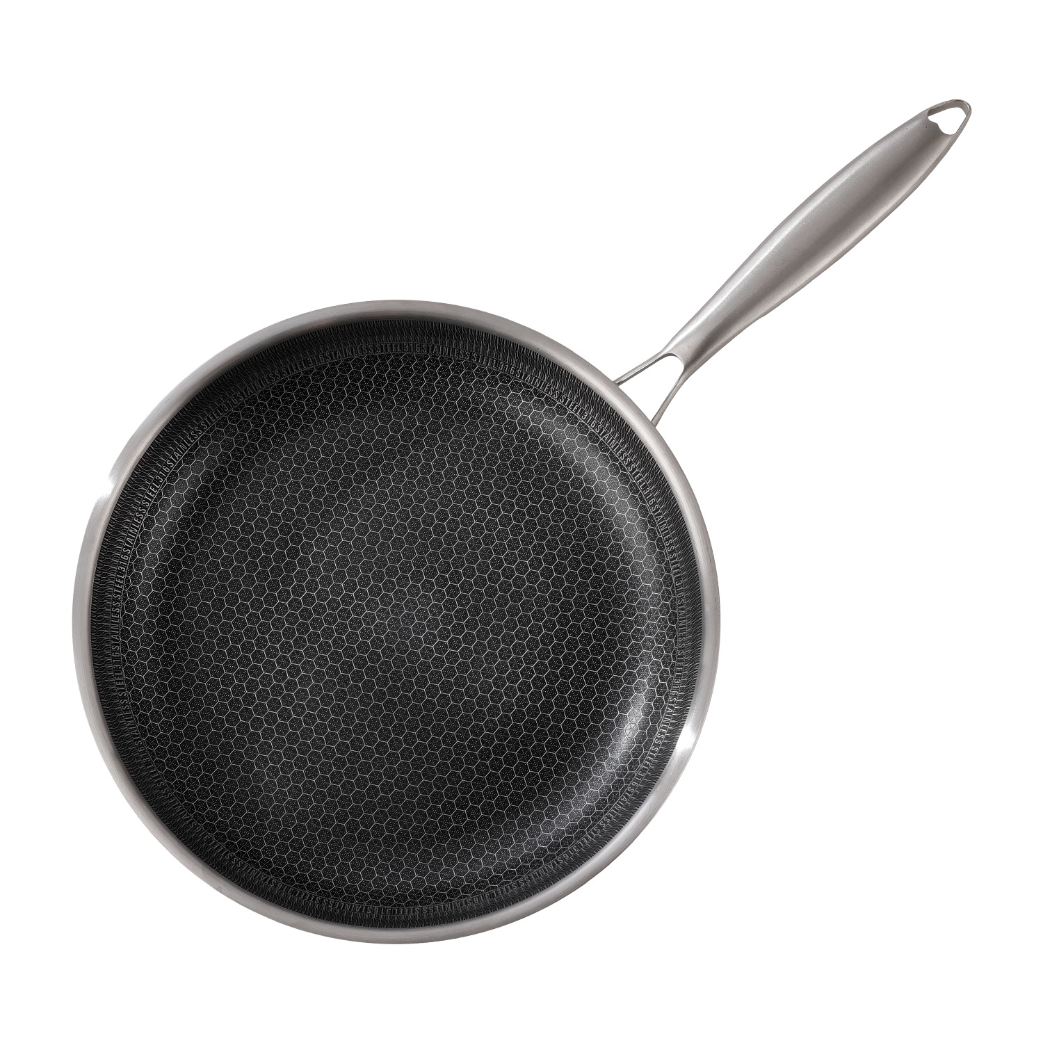 Multi-Functional Modern Stainless Steel Flat-Bottomed Wok Non-Stick Sustainable 1-2L Frying Pan Gas Induction Ready for Home