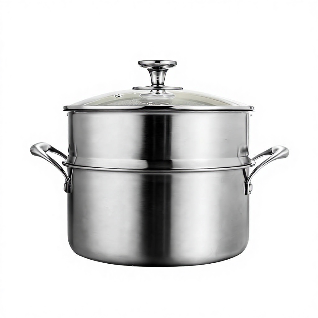 304 Stainless Steel Pot with Steamer Casserole Induction Ready Compatible with All Cooktops, Dishwasher &amp; Oven Safe