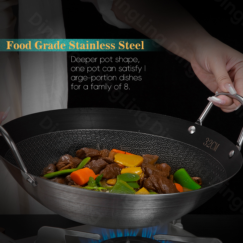 High Quality 304 Food Grade Stainless Steel Cookware Set Black Color Cooking Pot Frying Wok