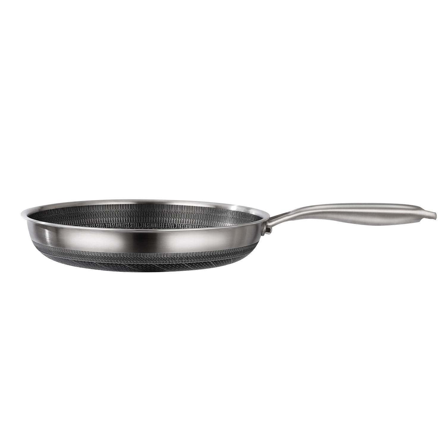 Multi-Functional Modern Stainless Steel Flat-Bottomed Wok Non-Stick Sustainable 1-2L Frying Pan Gas Induction Ready for Home