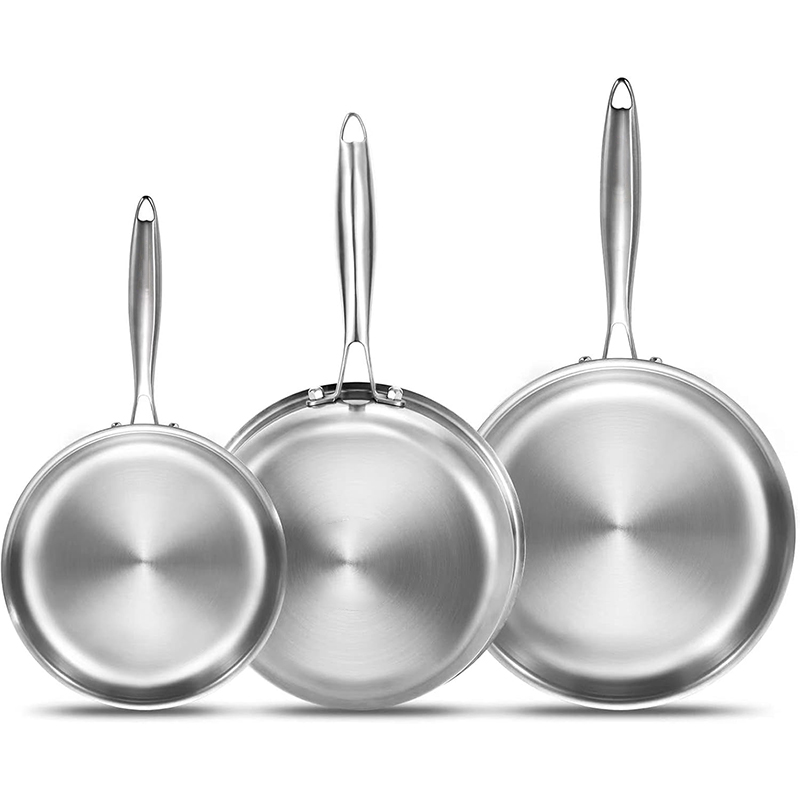 OEM/ODM Triply 304 Stainless Steel Non-Stick Frying Pan Set for Induction &amp; Gas Stovetops Eco-Friendly Cookware