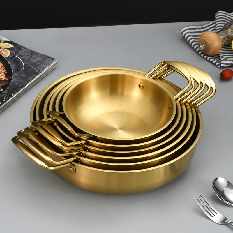 Stainless Steel Cooking Pot Korea Style Metal Wok Saucepan Kitchen Noodles Milk Soup Egg Seafood Pot