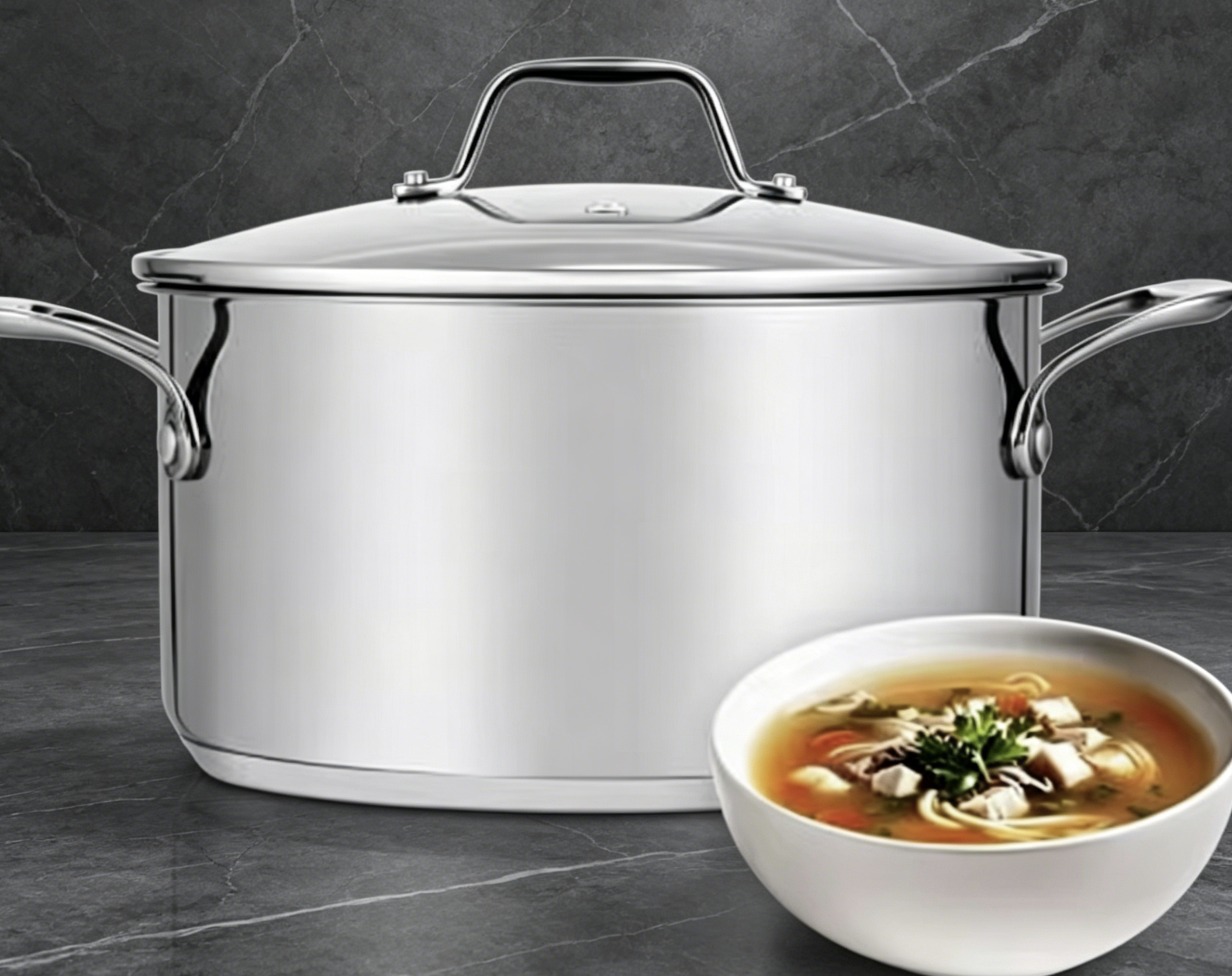 Stainless Steel 18-8 Food Grade All-Stovetop Safe Stockpot Dutch Oven Casserole Simmer Soup Pot Glass Lid