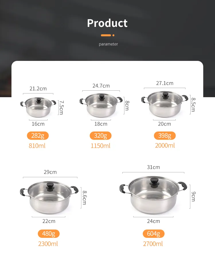 Wholesale Kitchenware Stainless Steel Cooking Pot Casserole Cookware Sets