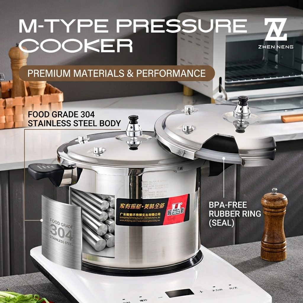 304 Stainless Steel Pressure Cooker 6L 8L 10L Explosion Proof Induction Cookware For Professional Kitchen Household