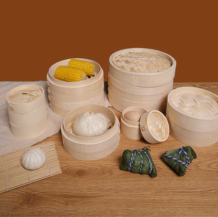 Durable Classic Bamboo Steamer Set Mini Kitchen Steamer Basket Commercial Dumpling Cooking