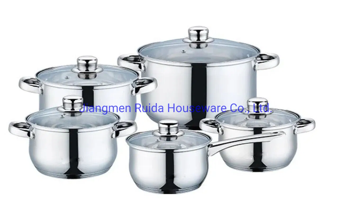 10PCS Stainless Steel Cookware Sets Casserole Cooking Pot with Covered Handle