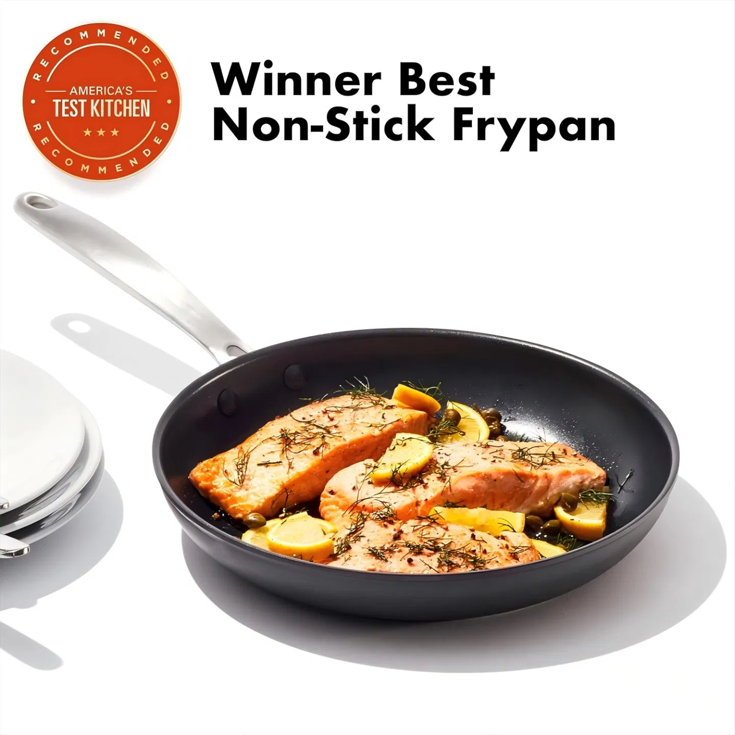 Enhanced 10" Frying Pan Skillet, Pfas-Free Ceramic Nonstick, Durable Hard Anodized Cookware, Scratch Resistant, Stainless Steel Handle, Good Grips