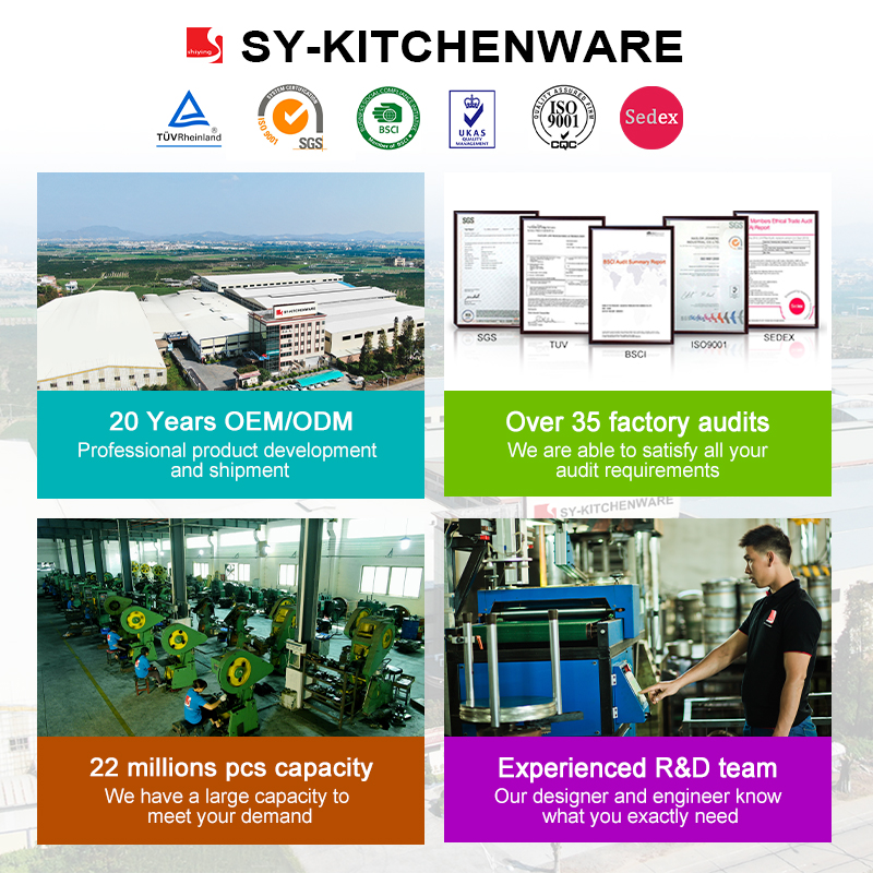 SY-Kitchenware Wholesale Classic 10-Piece Stainless Steel Cookware Set Kitchen Ware with Steamer Metal Material