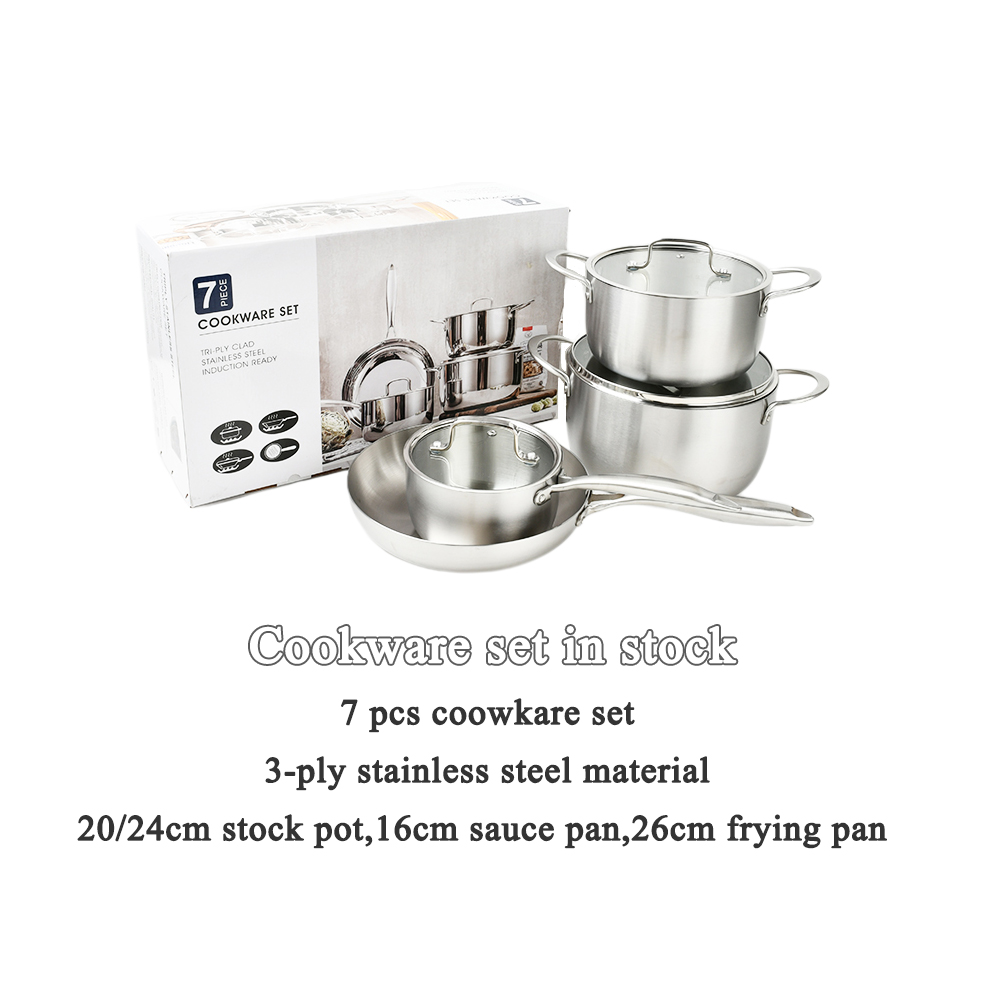 304 Stainless Steel Non-stick Cookware 18cm Saucepan 20/24cm Stock Pot 26cm Fry Pan Caserole Set Cooking Pots Casserole