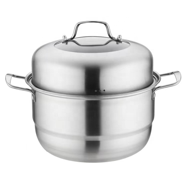 Hot Sale Kitchen Cookware Utensil Stainless Steel Steamer Cooking Pot 2/3 Tier Steamer Pot Dumpling Steamer Pot