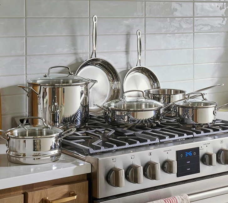 Premium Stainless Steel Kitchen Cookware Collection - Induction Ready Pot Set with Glass Lids &amp; Steamer Insert