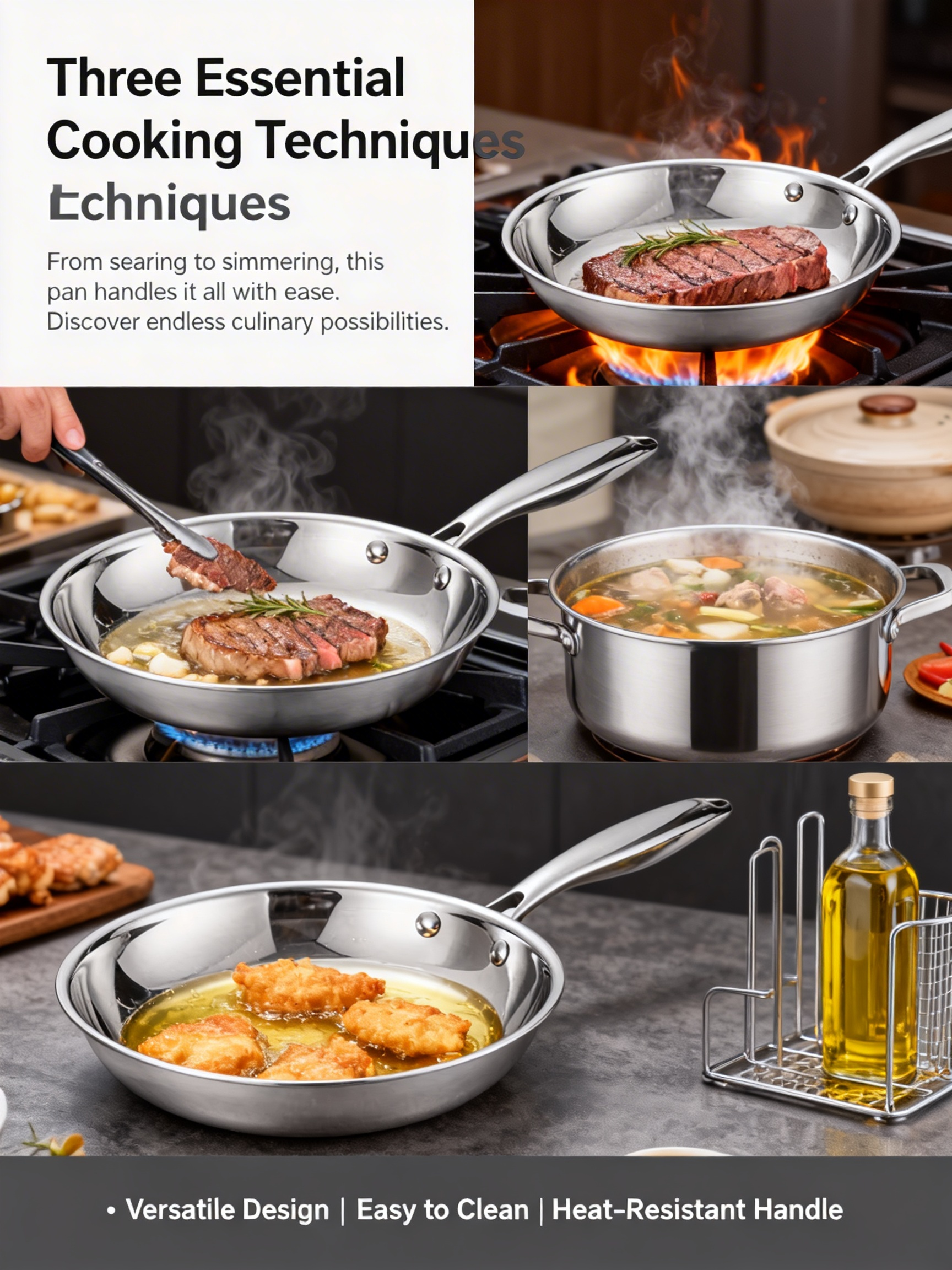 Wholesale Modern Kitchen Stainless Steel Non-Stick Frying Pan 22cm for Universal Use