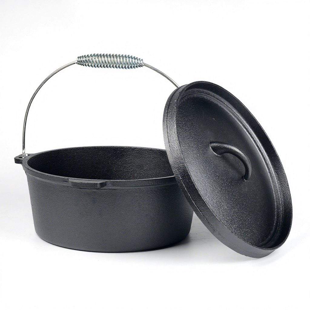 Outdoors Campfire Black Pre-Seasoned Cookware Camping Cast Iron Dutch Oven Pot With Lid