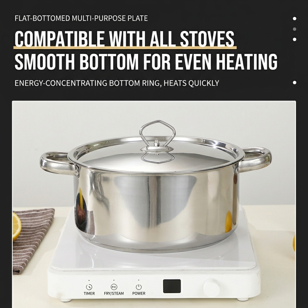 Wholesale Double Bottom Cookware Set 15pcs Stainless Steel Cooking Pot Custom Sets of Pots Kitchenware Induction Casseroles