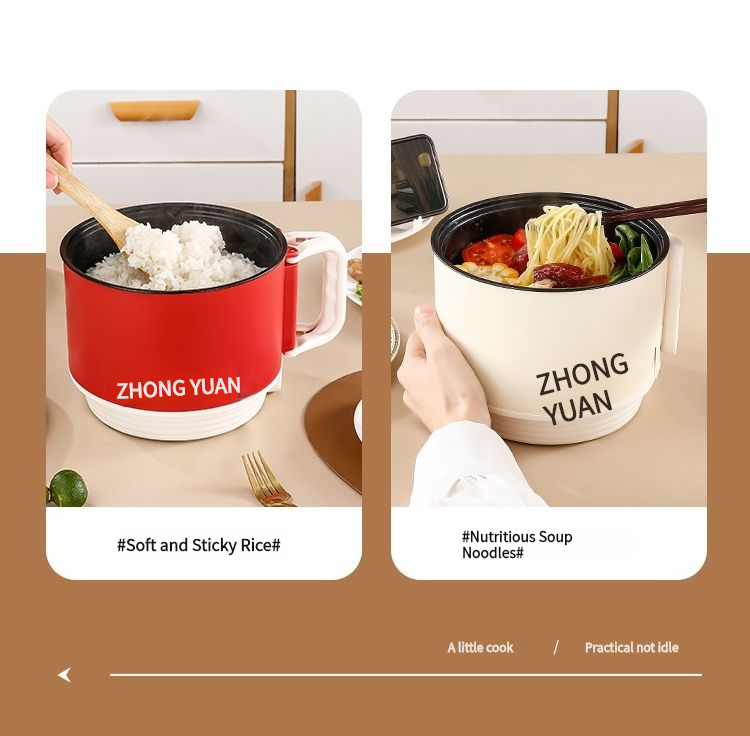 Electric Cooker Multifunctional Hot Pot Non-Stick Frying Pan for Dorm Office Travel Cooking