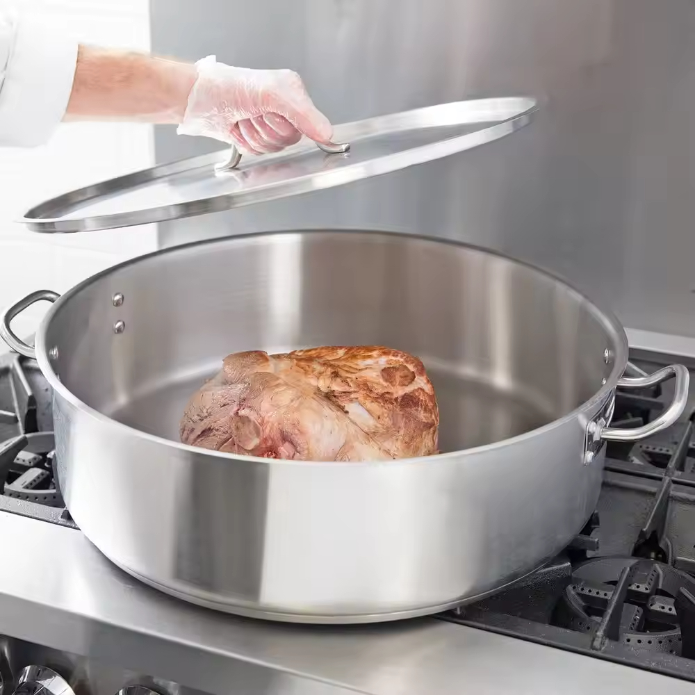 Wholesale Custom Brazier/Braising Pot Servierpfanne 28 cm Induction Saucepan Composite Frying Pan Cookware Soup Cooking Pots