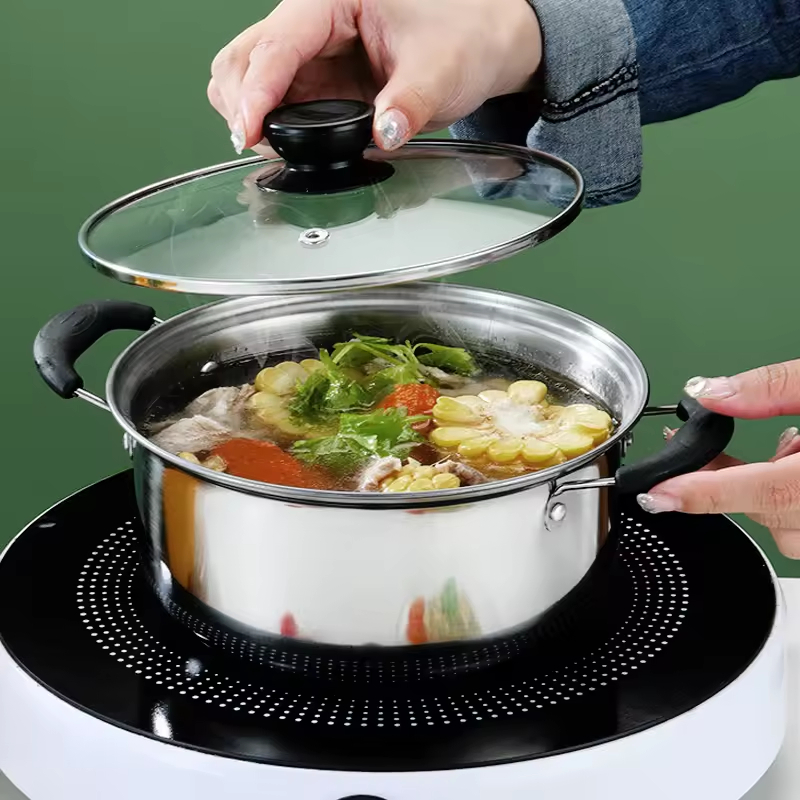 Wholesale High Quality Soup Stock Pot Stainless Steel Cookware Pot and Pans with Lid Induction Compatible Durable Cooking Pots