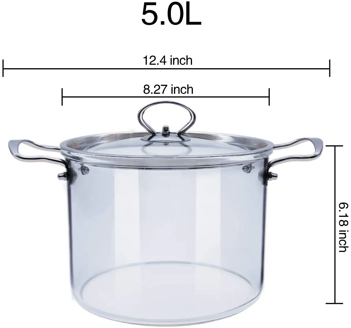 Brand New Glass Casseroles Set Transparent Cooking Pot with Stainless Steel Handle