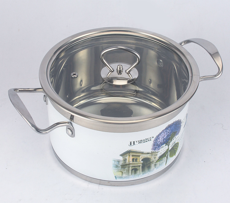 Export-Quality 5-Piece Stainless Steel Soup Pot Set — Compact-Packaged Cookware for Kitchen Cooking Decal Design Induction-Compatible