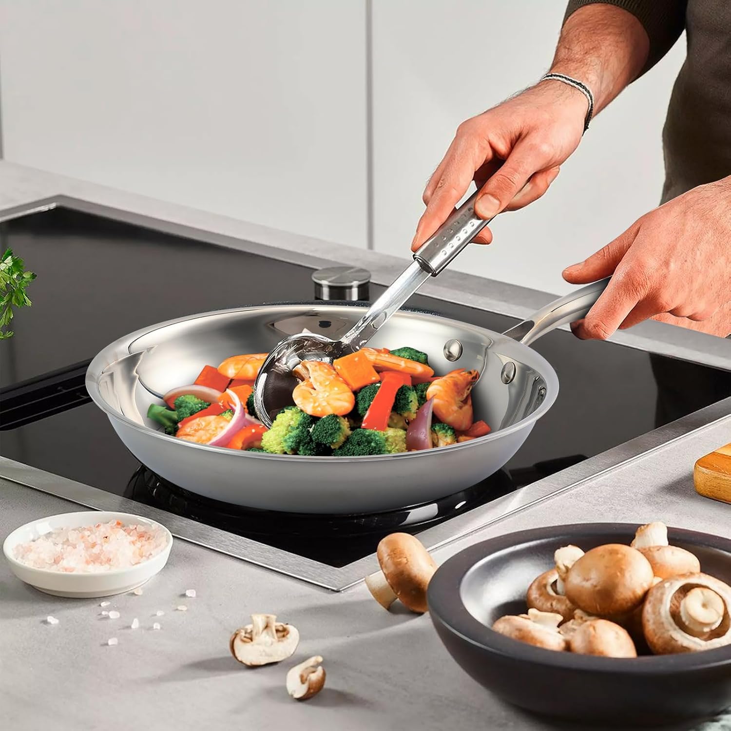 26cm Stainless Steel Frying Pan, Commercial Grade Kitchenware