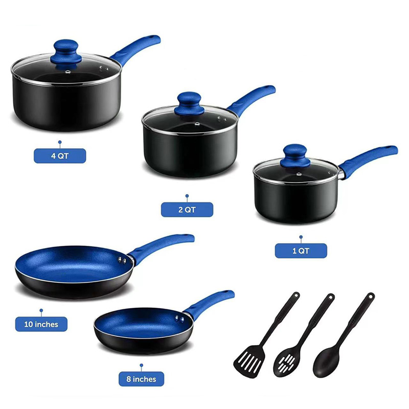Hot Selling Aluminum Cookware Sets Nonstick Professional Chef's Cooking Pots and Pans Set Induction Kitchen Essential Set