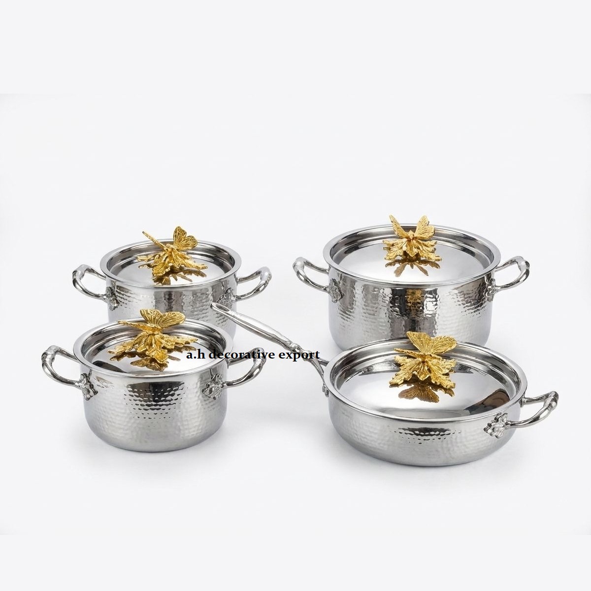 Premium Food Grade Stainless Steel Cookware Set Europe Eco-Friendly Butterfly Lids Casserole Pan Pots Side Handles Stockpot Home
