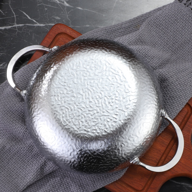 Korean Ramen Dry Pot Cooking Household Stainless Steel Stockpot Snack Plates Kimchi Pan Handle Triple Layer Seafood Pot