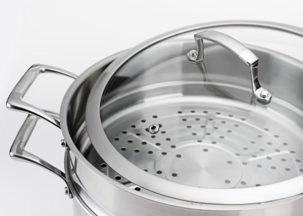 Double-wall Steamer: Food Grade Without Coating, Steamed Fish and Steamed Dumplings Without Flavor 304 Stainless Steel